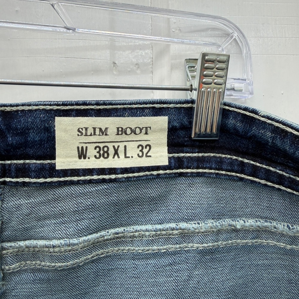 NWT Axel Mens 38 x 32 Thick Stitch Slim Boot Cut Stretch Denim Jeans AXMB0021 - Picture 9 of 12